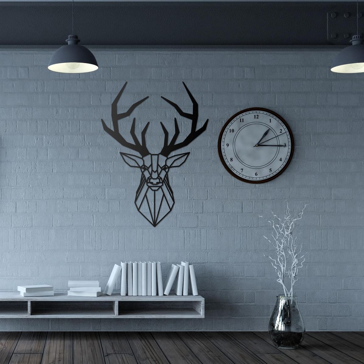 Geometric Stag Wall Art in Situ in the Home