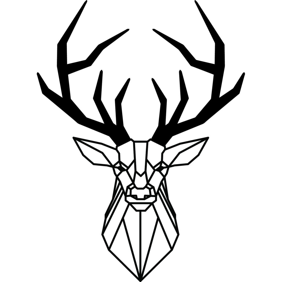 Geometric Stag Wall Art Finished in Black 