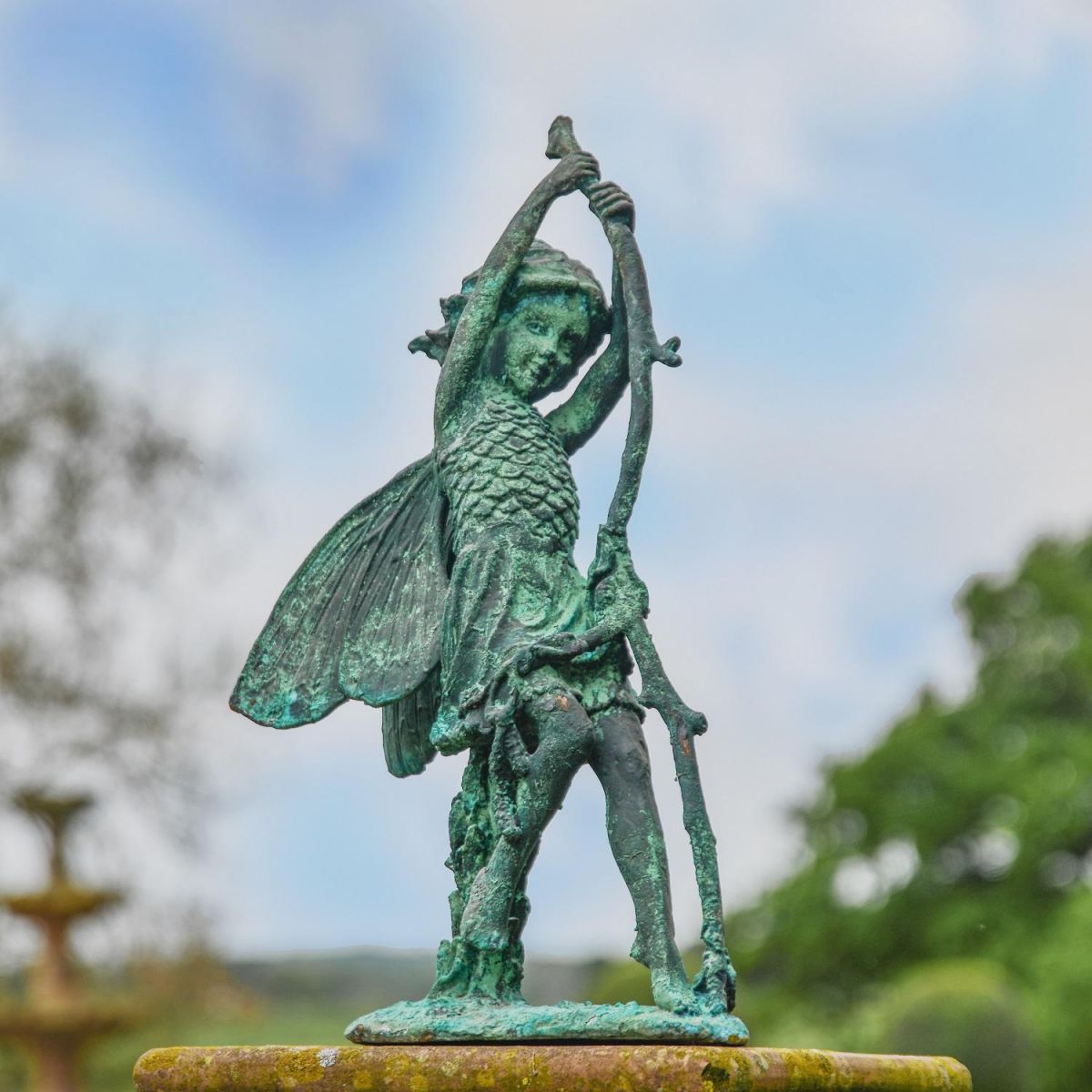 Verdigris Cast Iron Woodland Fairy Sculpture