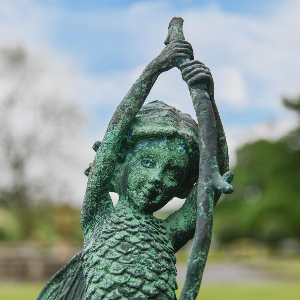 Close up of Woodland Fairy in Verdigris Finish 