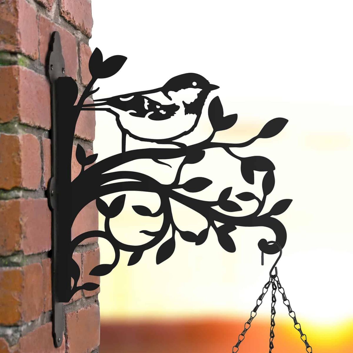 Coal Tit on Branches Steel Hanging Basket Bracket