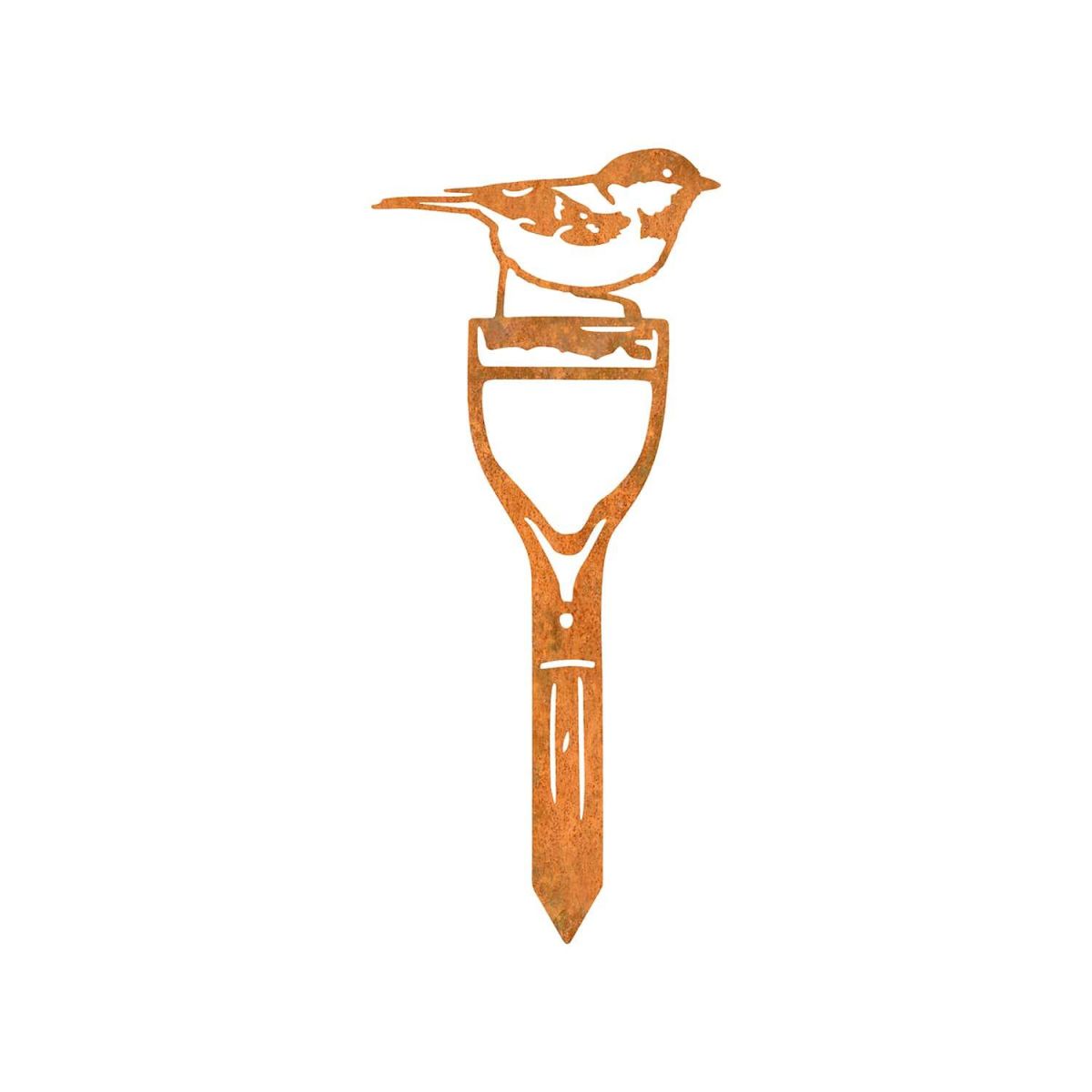 Close-Up of Coal Tit Sheet Steel Silhouette in Rustic Finish