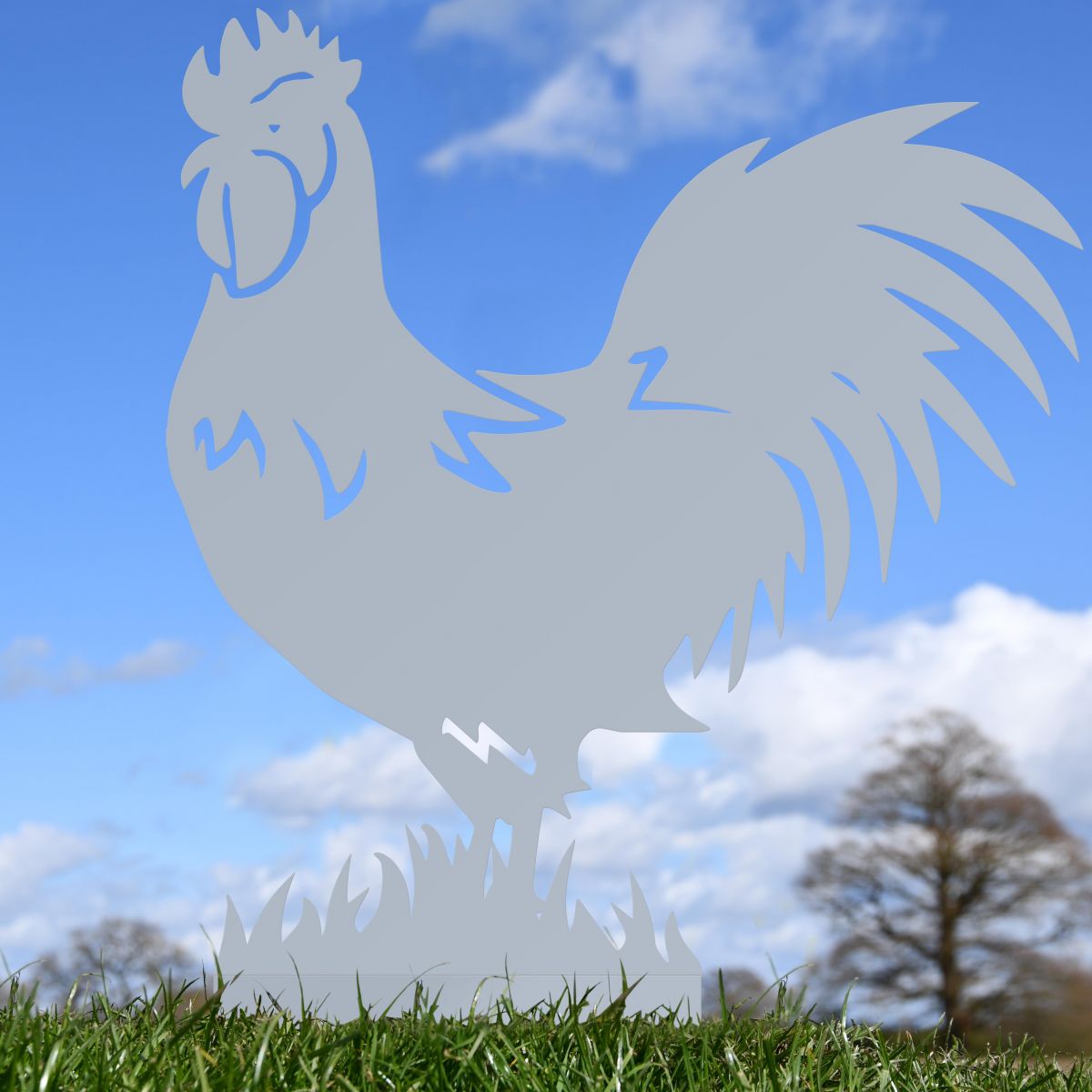 Silver Rooster Silhouette 