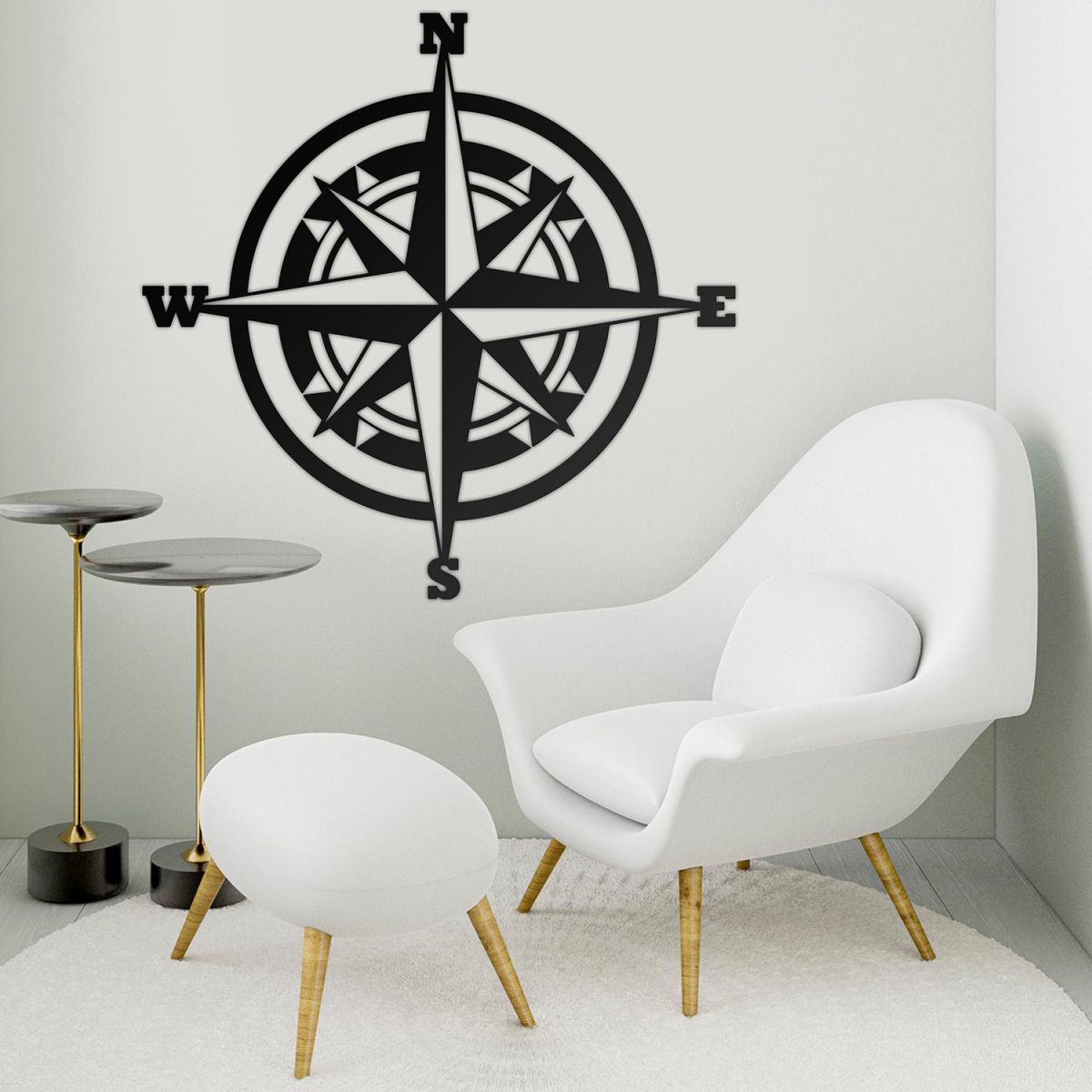 Compass Wall Art in a Modern Sitting Room