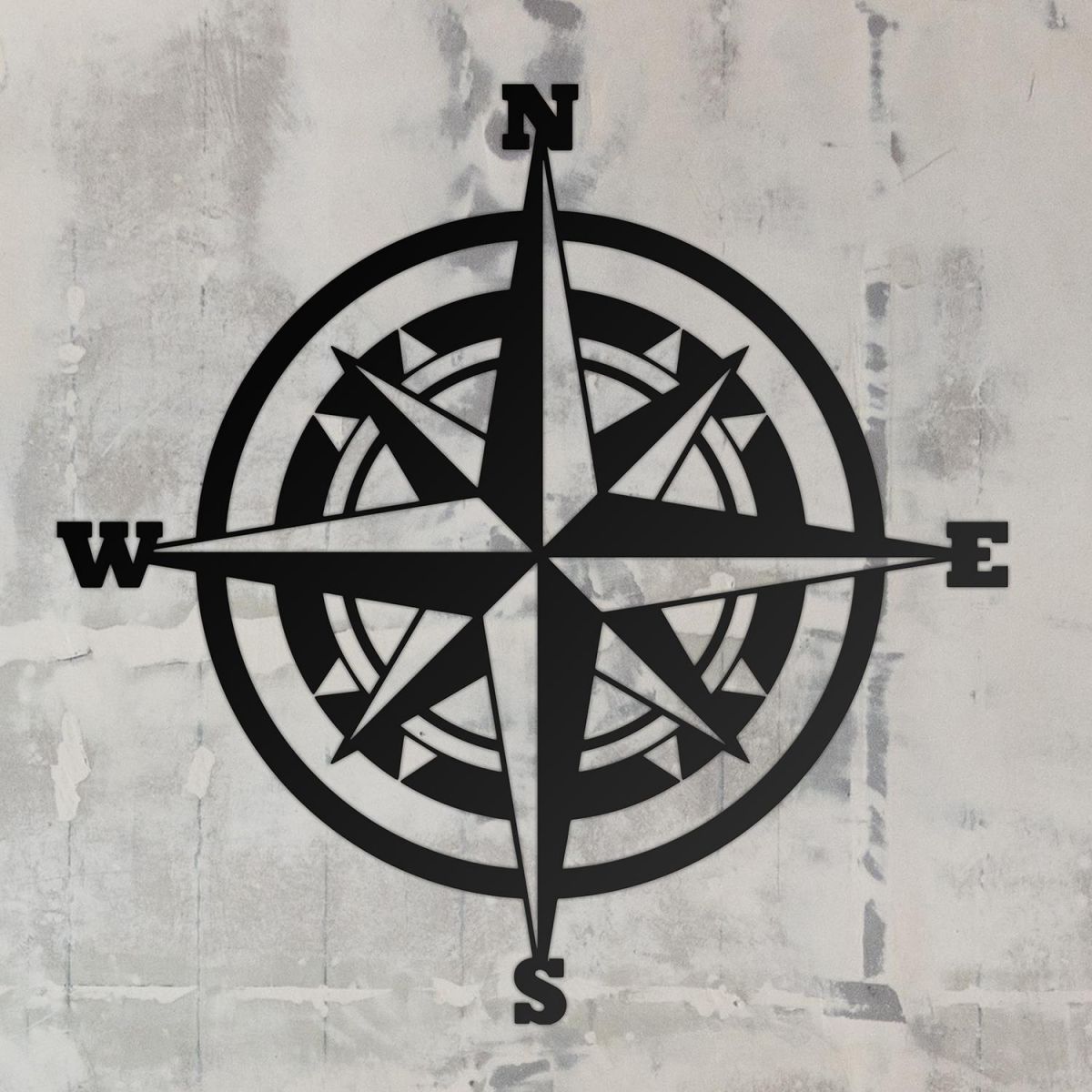 Compass Wall Art in Situ on a Grey Wall