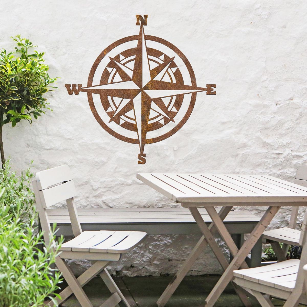 Compass Wall Art in Use in the Garden