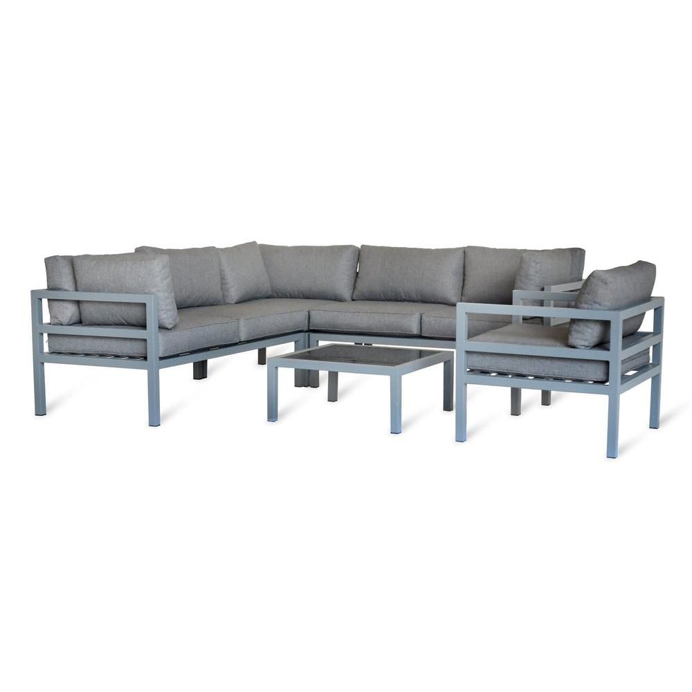 Contemporary Aluminium Sofa Set Finished in Grey