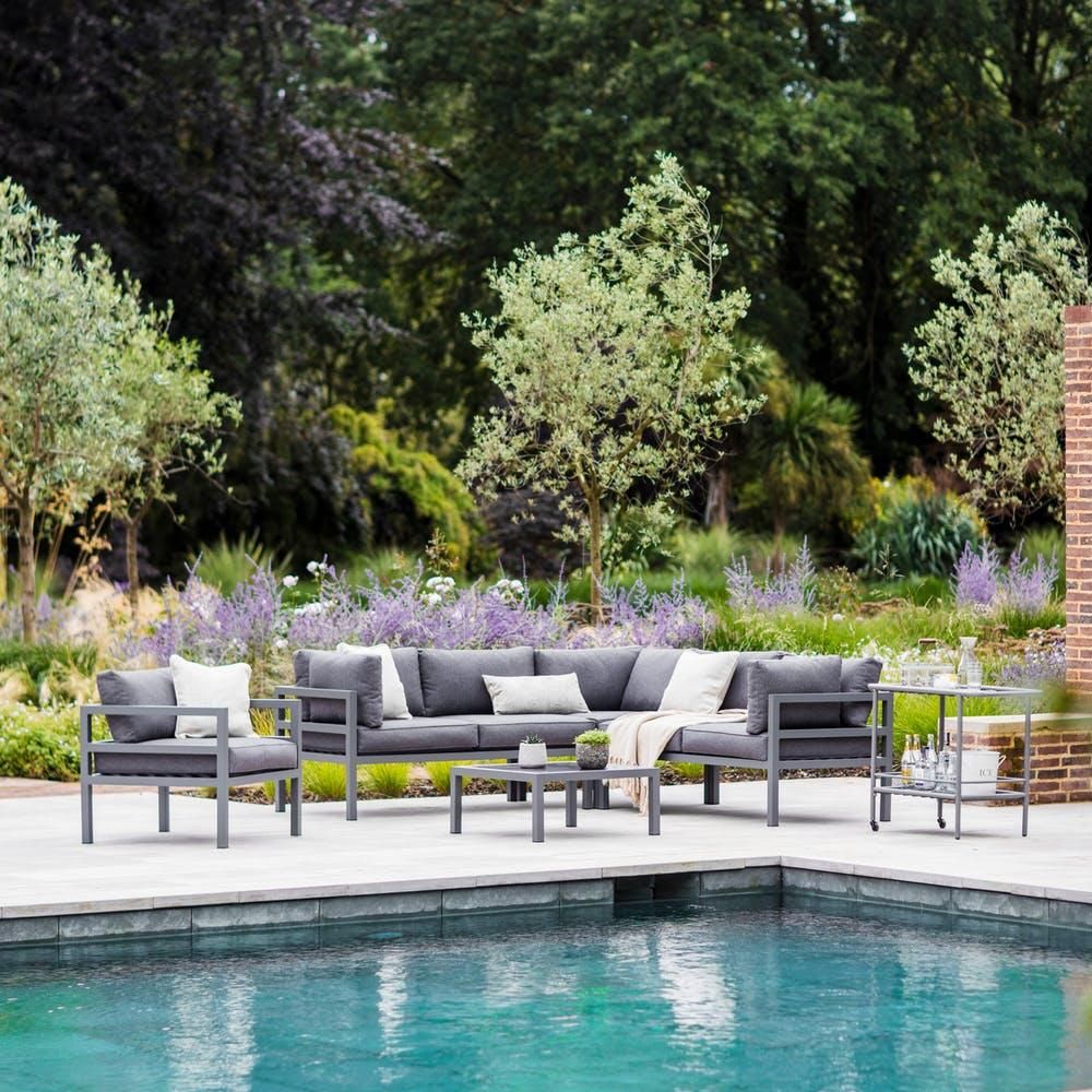 Contemporary Aluminium Sofa Set in Situ Outside