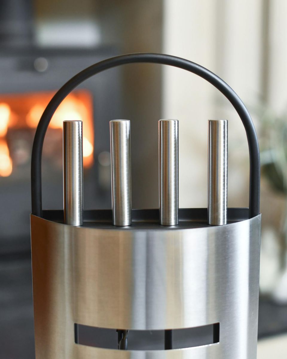Close Up Of Contemporary Brushed Steel Companion Set Handle