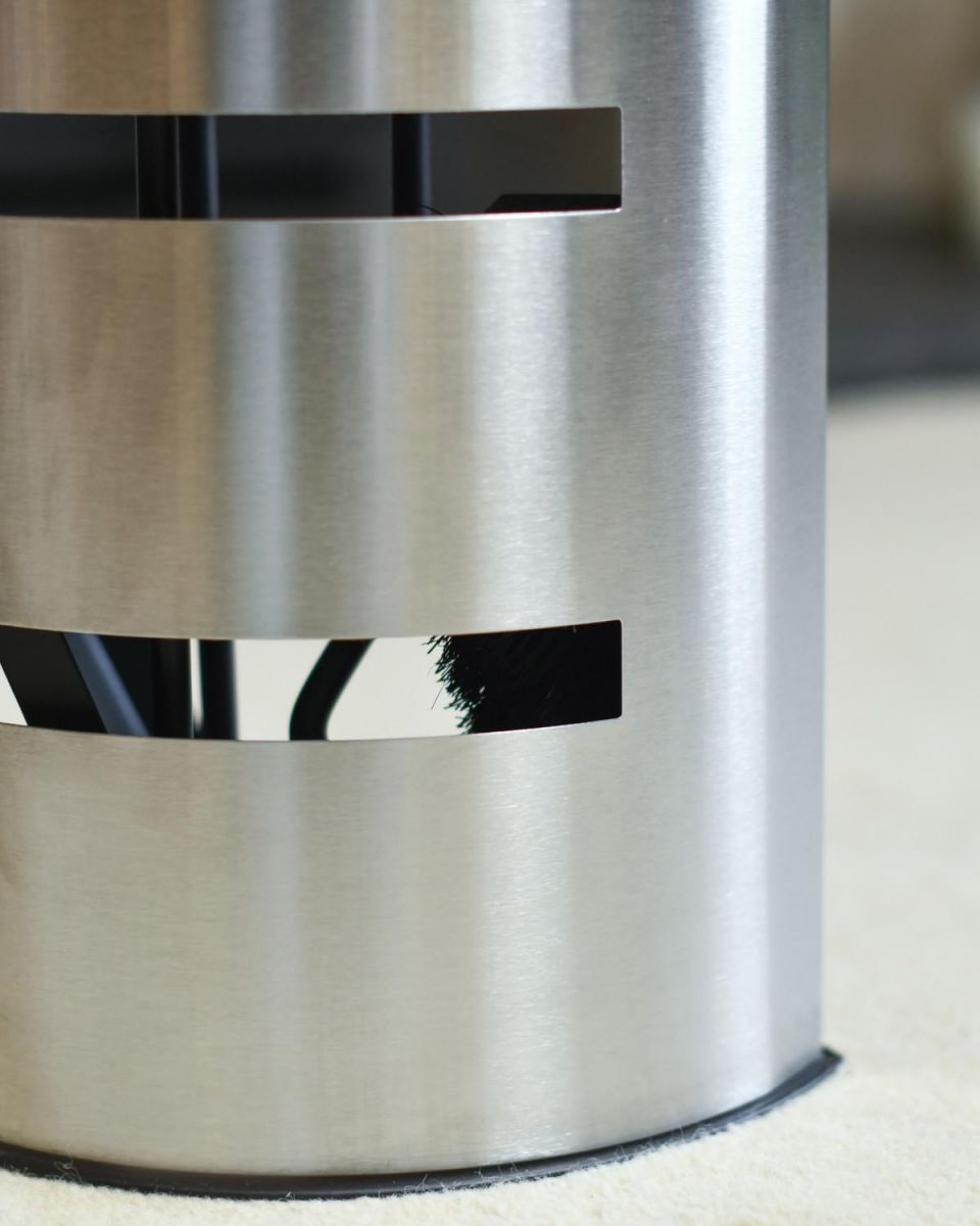 Close Up Of Contemporary Brushed Steel Companion Set Brushed Finish