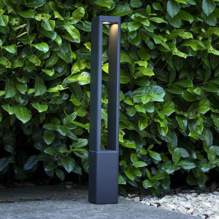 Contemporary LED Pillar Post in Situ in the Garden