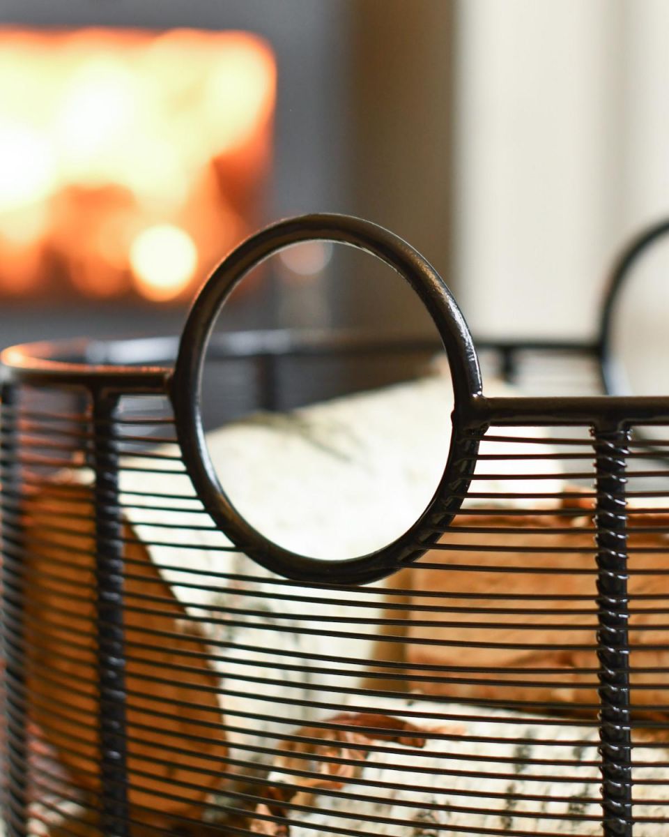 Close Up Of Black Contemporary "Oval" Design Log Holder Handle