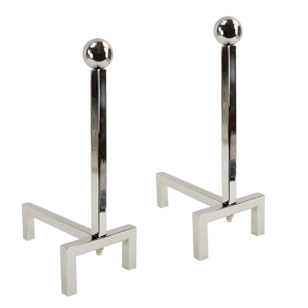 Contemporary Polished Steel Fire Dogs