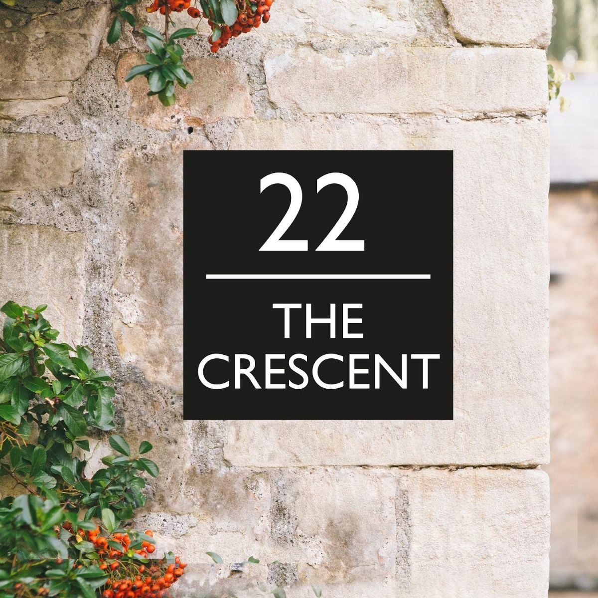 Contemporary Square Iron House Name Sign 
