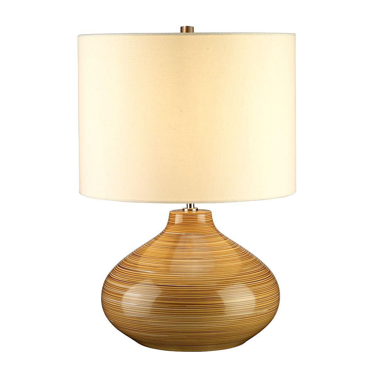 Retro Wood Base with Cream Lampshade 