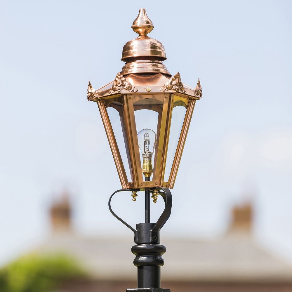 Copper Concordia Lamp Post & Hexagonal Lantern - 2.3m 