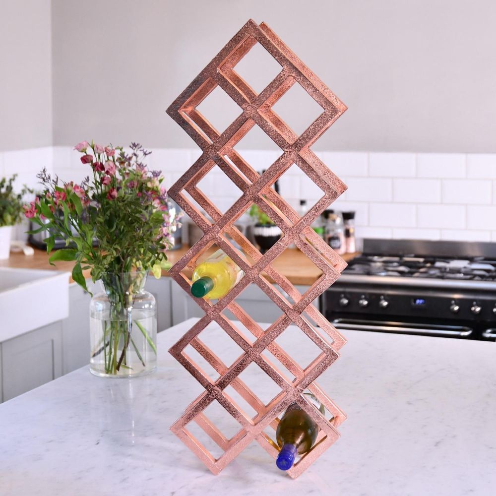 Copper "Geometric Grid" Wine Rack