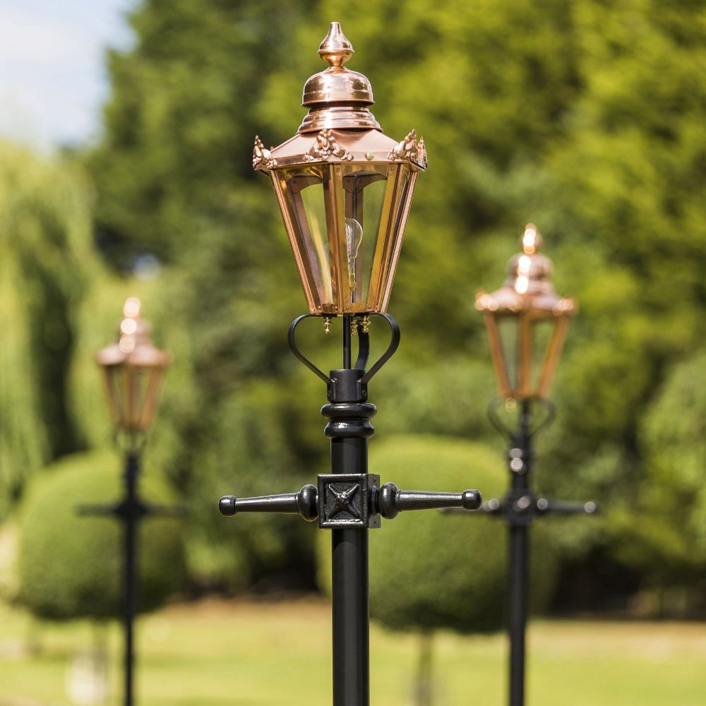 Copper Concordia Lamp Post & Hexagonal Lantern - 2.3m 