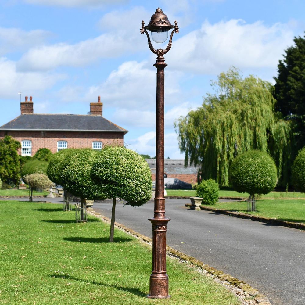 "Lord Octavius" Antique Copper Finish Opulent Cast Iron Lamp Post 2.5m