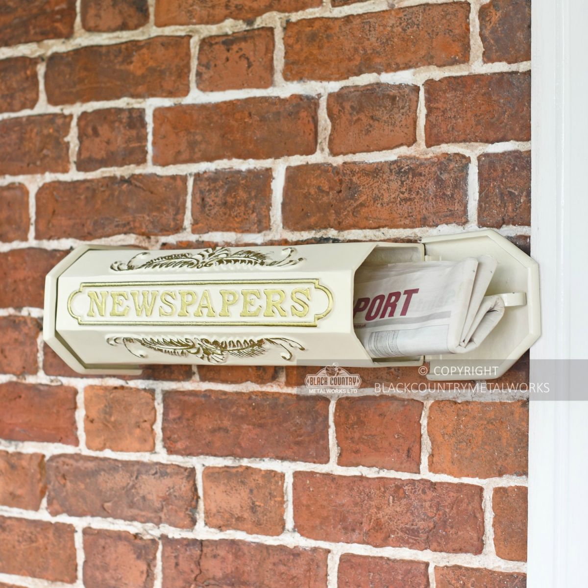 Cream Newspaper Holder With Opening End