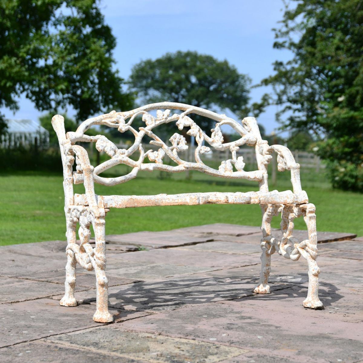 Cast Iron Antique Cream Tree Branch Bench