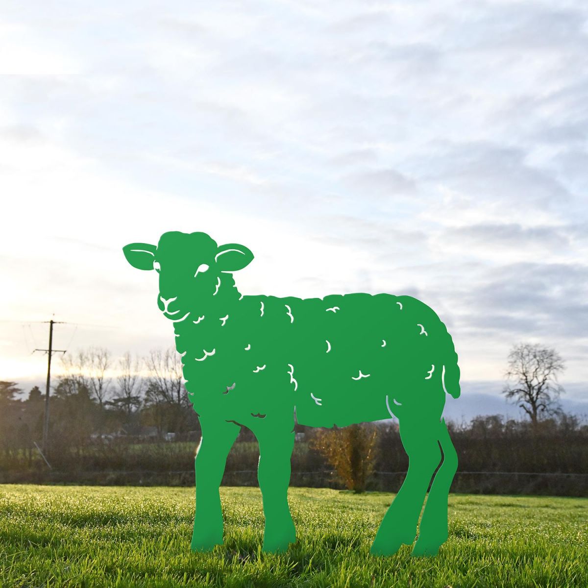 Curly Lamb Silhouette in Green 