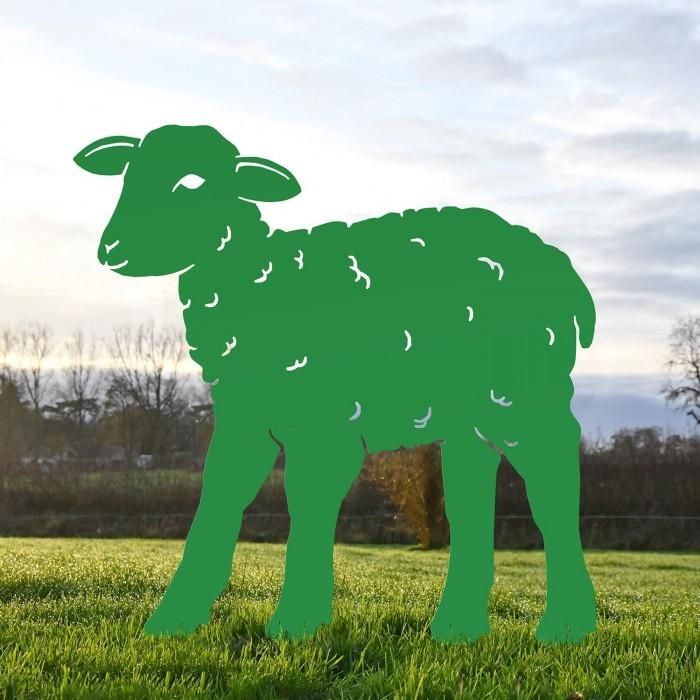 Iron Curly Lamb Silhouette in Green
