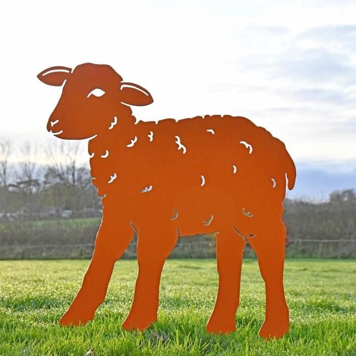 Iron Curly Lamb Silhouette in Orange