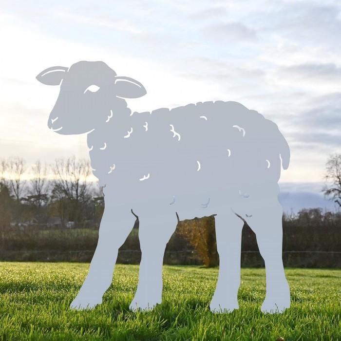 Iron Curly Lamb Silhouette in Silver