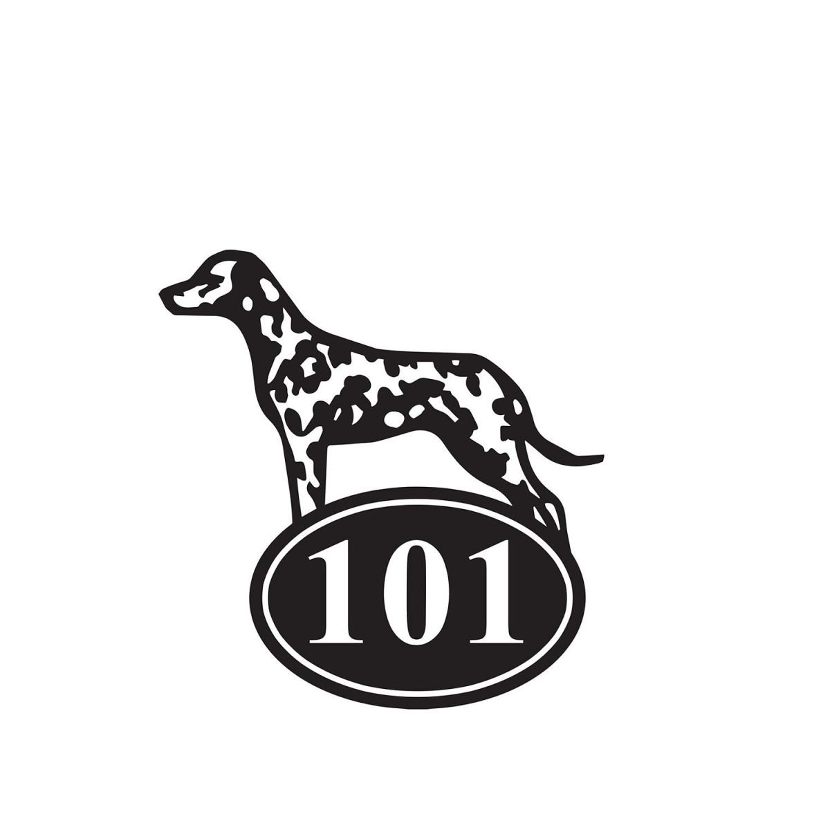 Dalmatian Iron House Number Sign Finished in Black