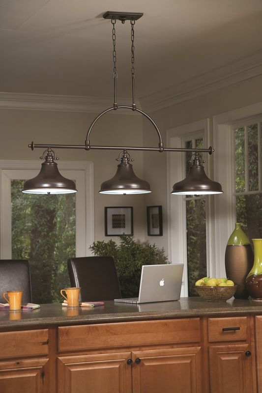 "Winchester Crown" Dark Bronze Three Light Pool Table Style Lights