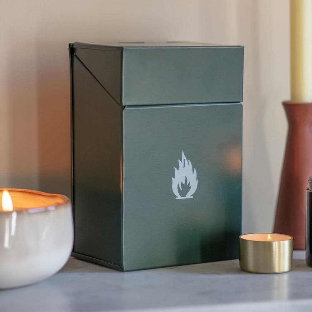 Firelighter Box in a Dark Green Finish