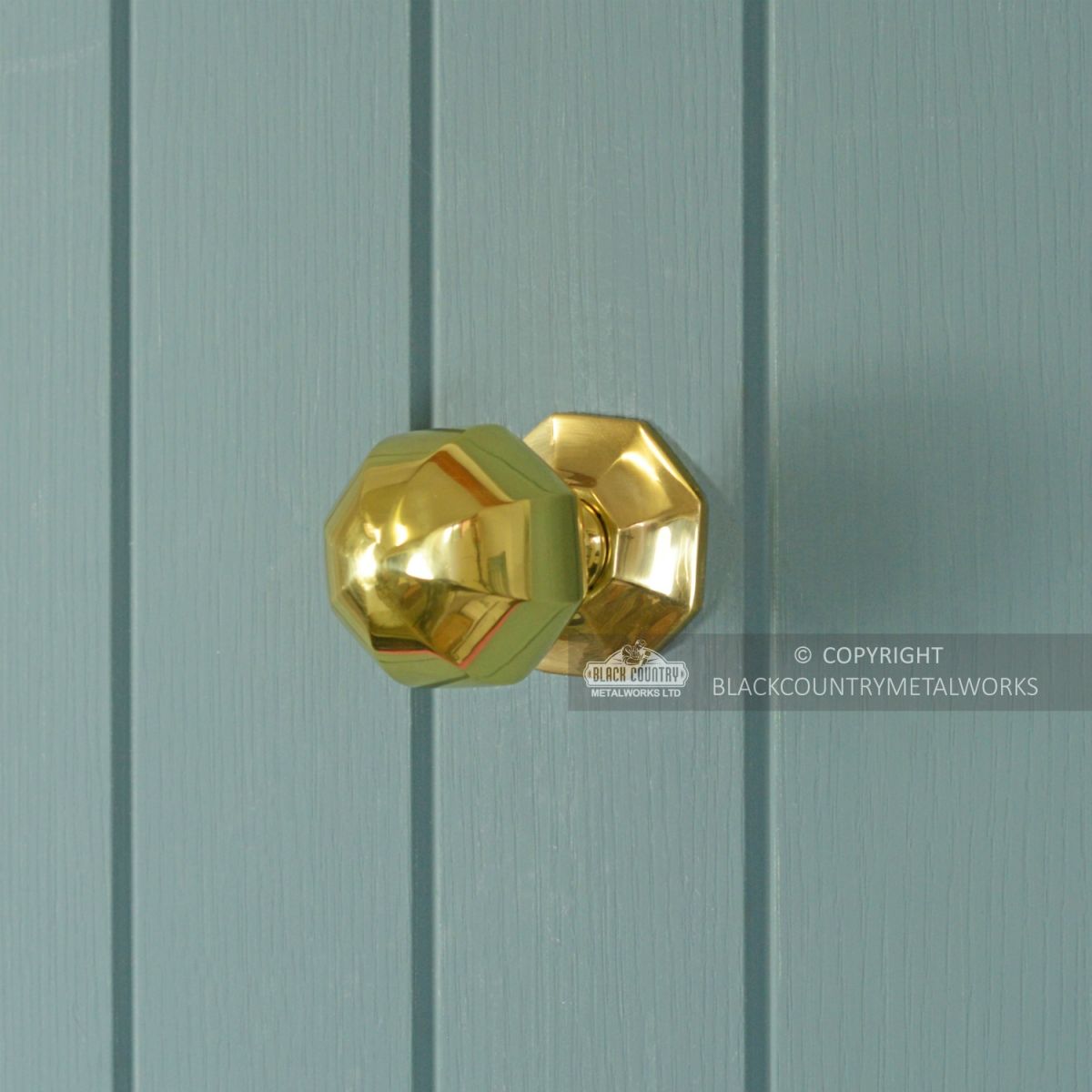 Pointed Polished Brass Octagonal Centre Door Knob