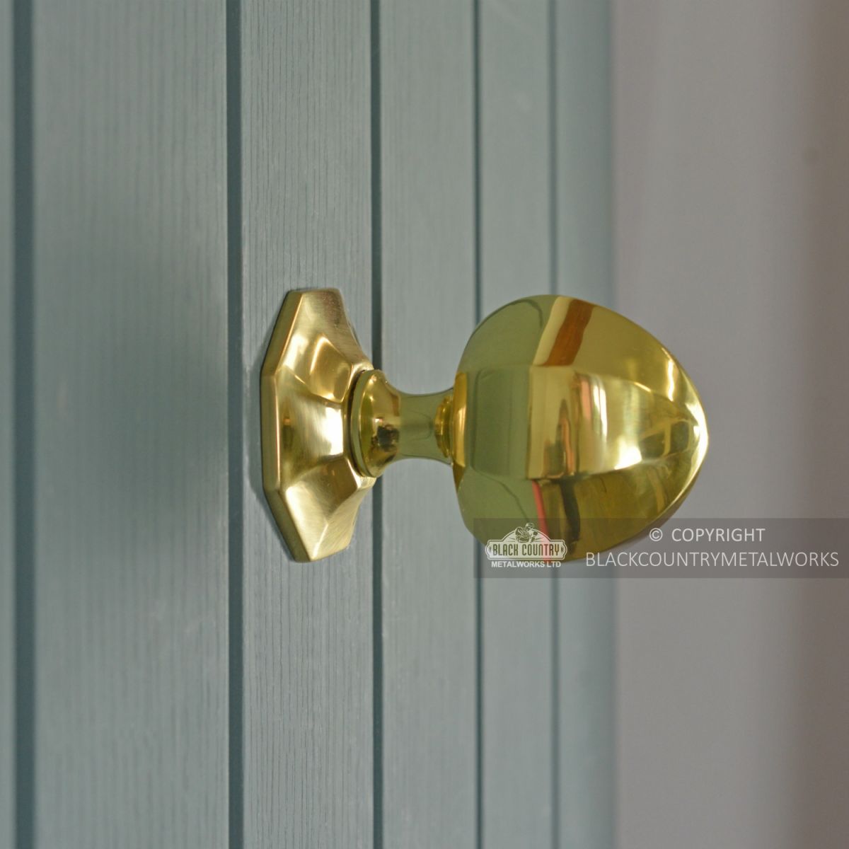 Pointed Polished Brass Octagonal Centre Door Knob