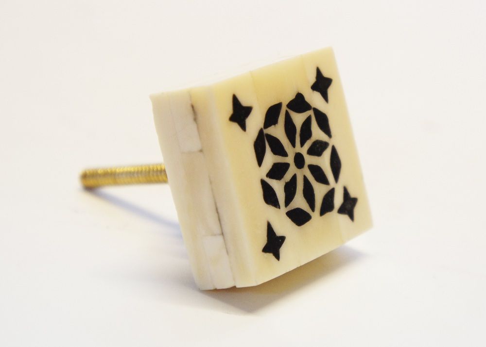 Square White with Black Detail Knob