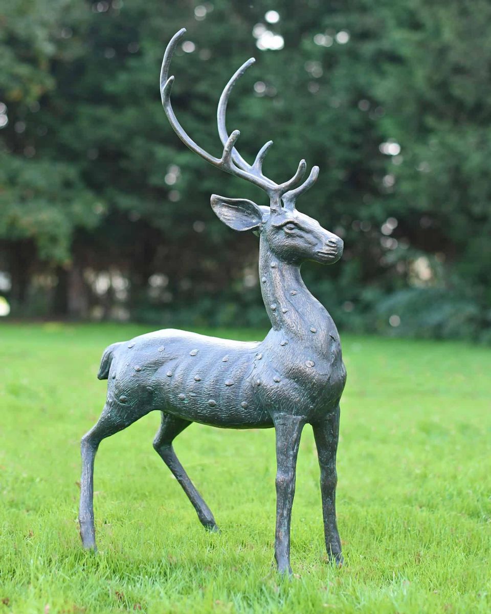 Deluxe Cast Aluminium Freestanding "Roscoe" Buck Garden Sculpture in the Garden