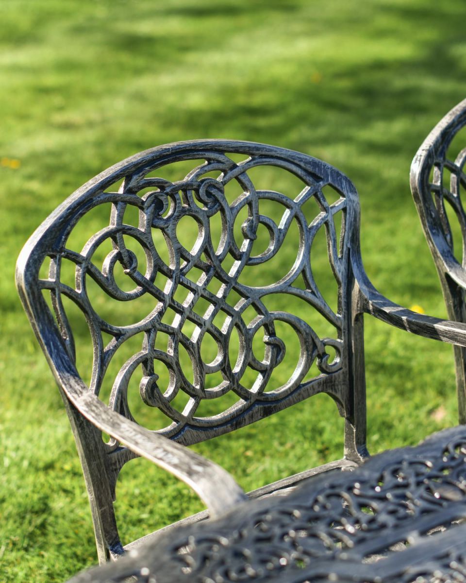 Close-Up of Chair Backrest on Deluxe Cast Aluminium "Acropolis" Six Seater Table & Chair Set