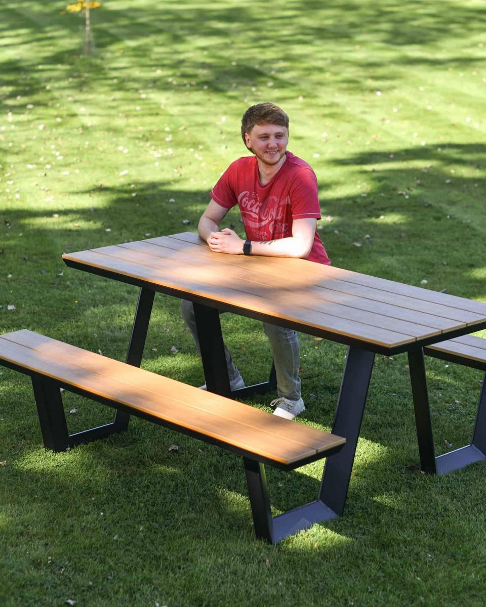 Scale Shot of Deluxe Contemporary "Westfield" Four Seater Park Bench