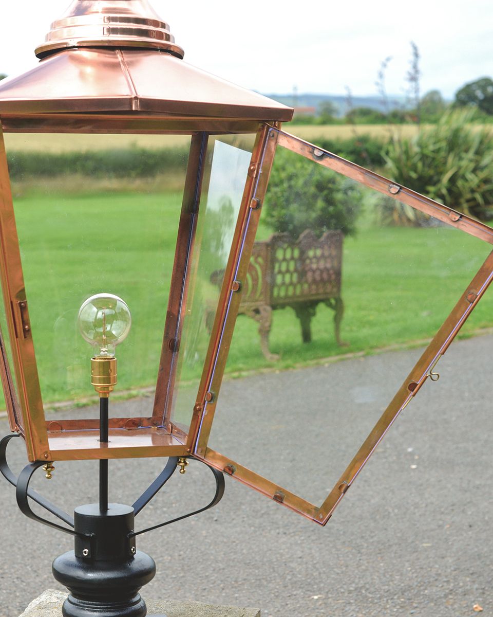 Front Opening Door on the Copper "Rochester" Lantern 