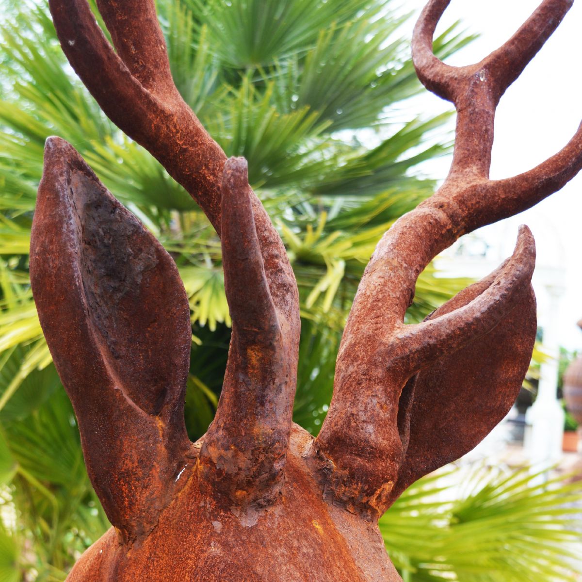 Detailed image of Cast iron Ears & Antlers on Stag Sculpture