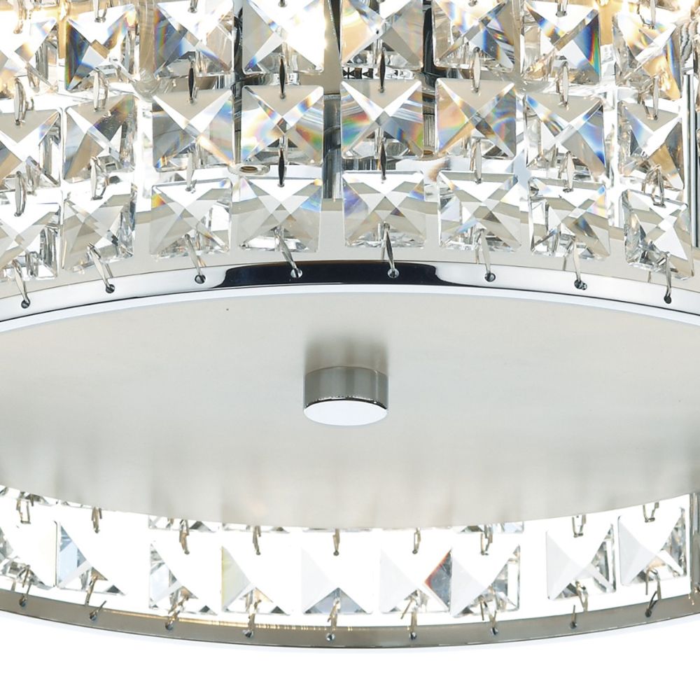 Diamond Glass Designed Bright Chrome Hanging Light