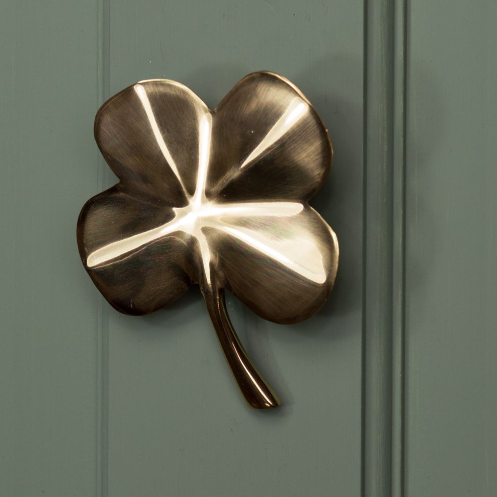 4 Leaf Clover Door Knocker In Polished Brass
