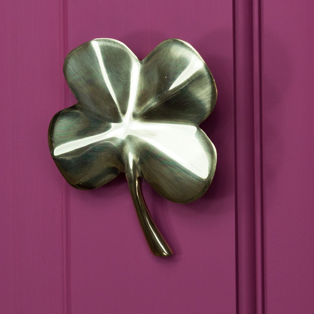 4 Leaf Clover Door Knocker In Polished Brass
