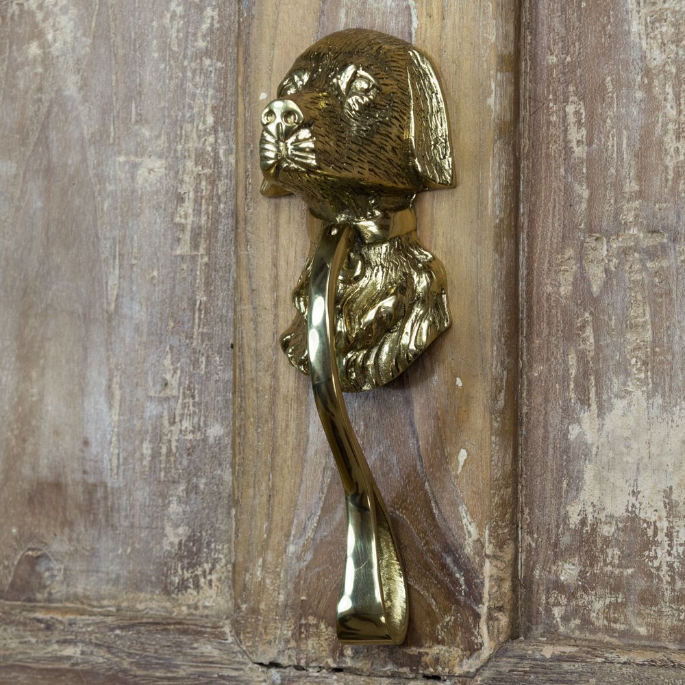 Stunning Polished Brass Dog Door Knocker