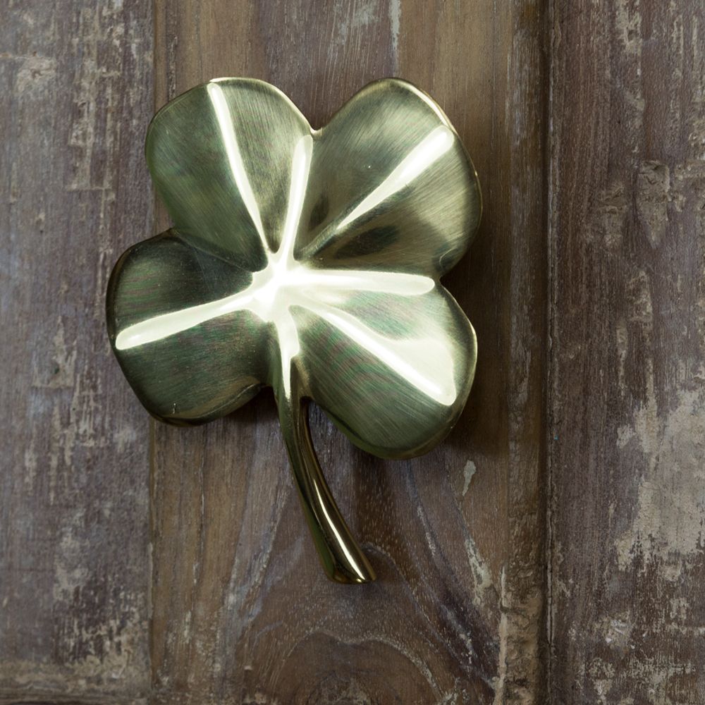 4 Leaf Clover Door Knocker In Polished Brass