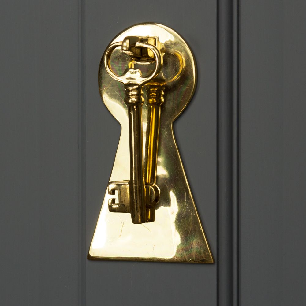 Polished Brass Key Door Knocker with Back Plate