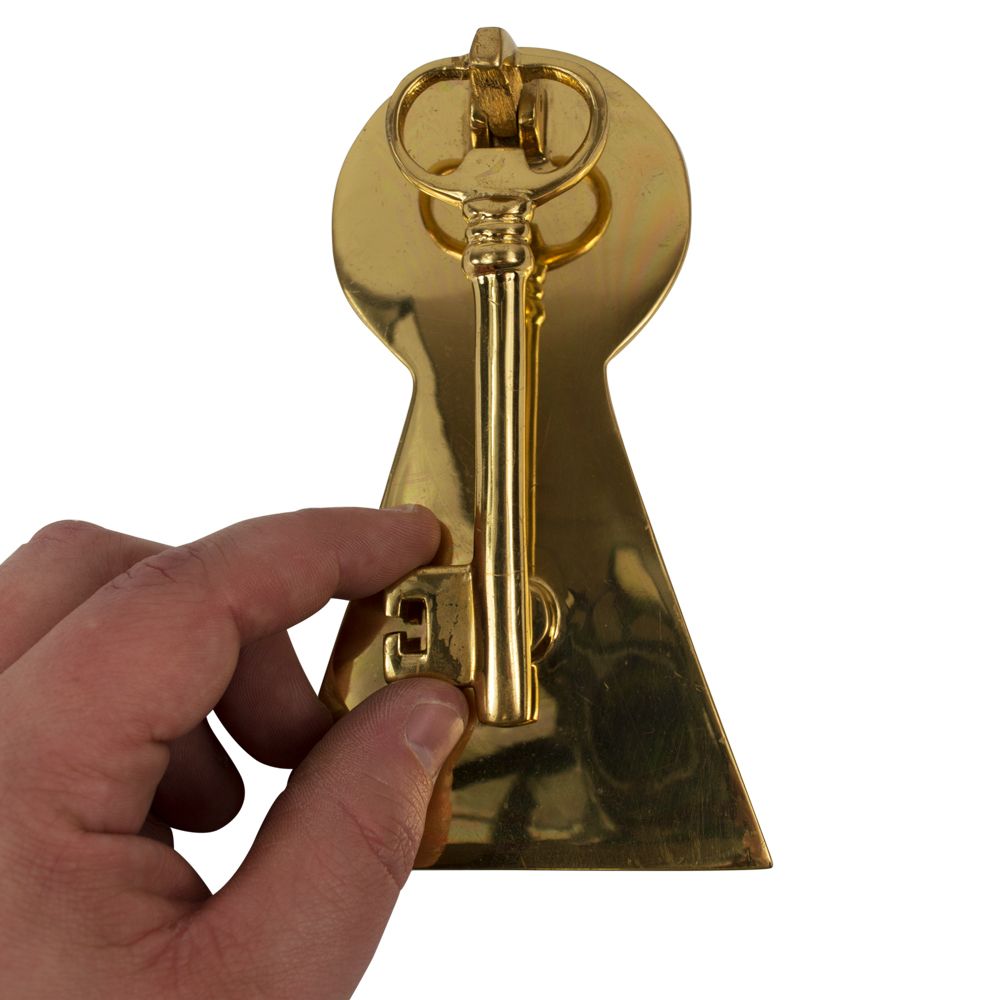 Polished Brass Key Door Knocker with Back Plate