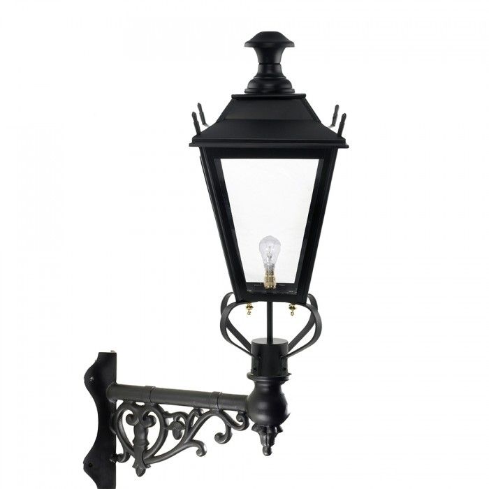Black Dorchester Lantern on an Ornate Corner bracket