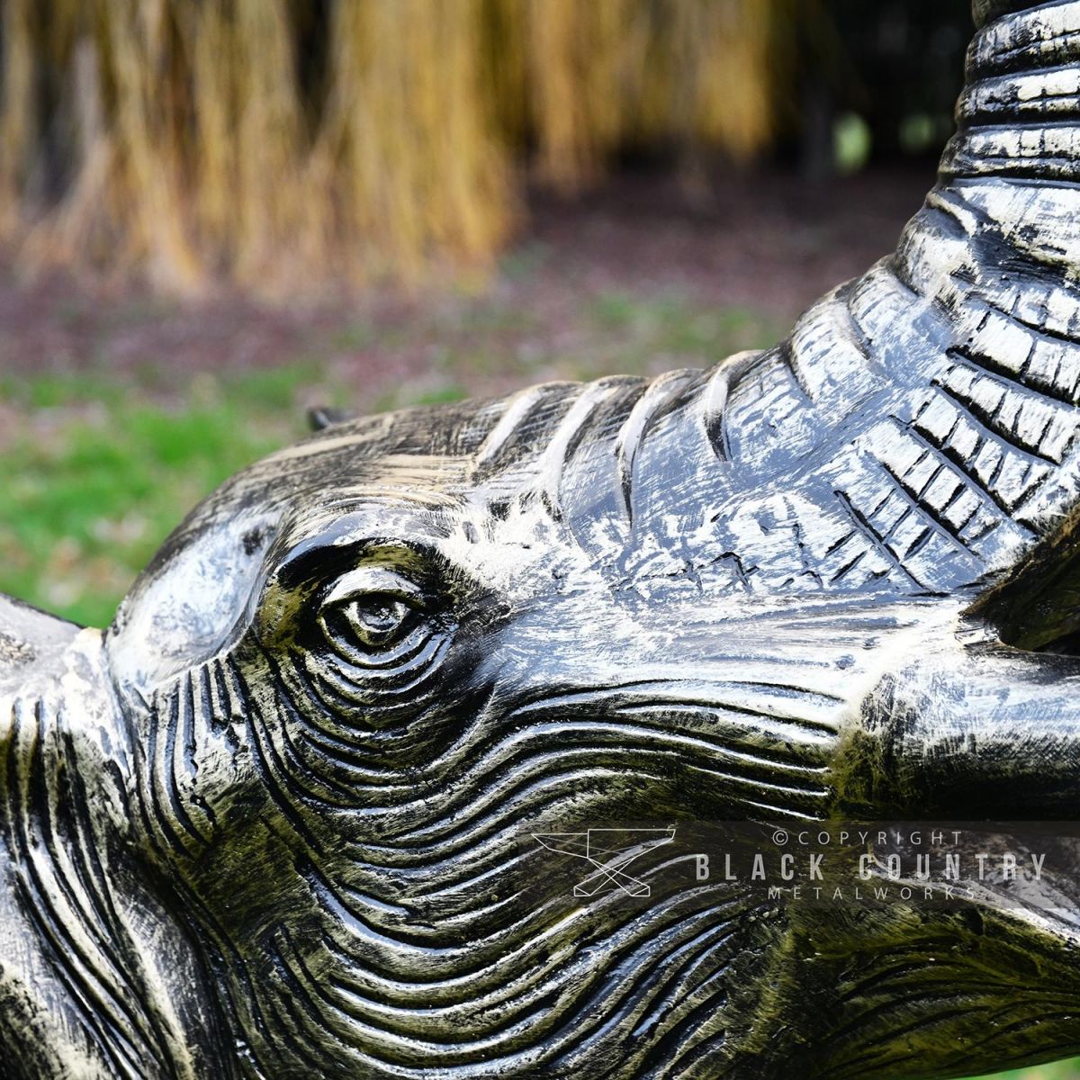 Close-up of the Face on the Elephant Water Fountain