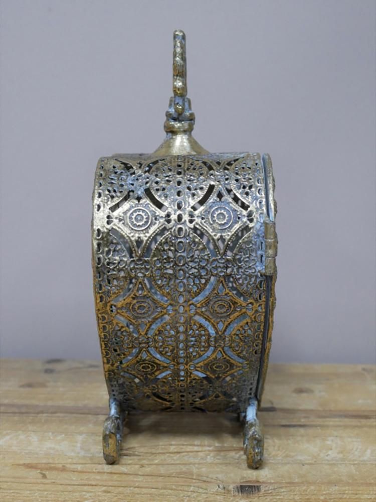 Side View of Embossed "Blue & Gold" Love Heart Candle Holder